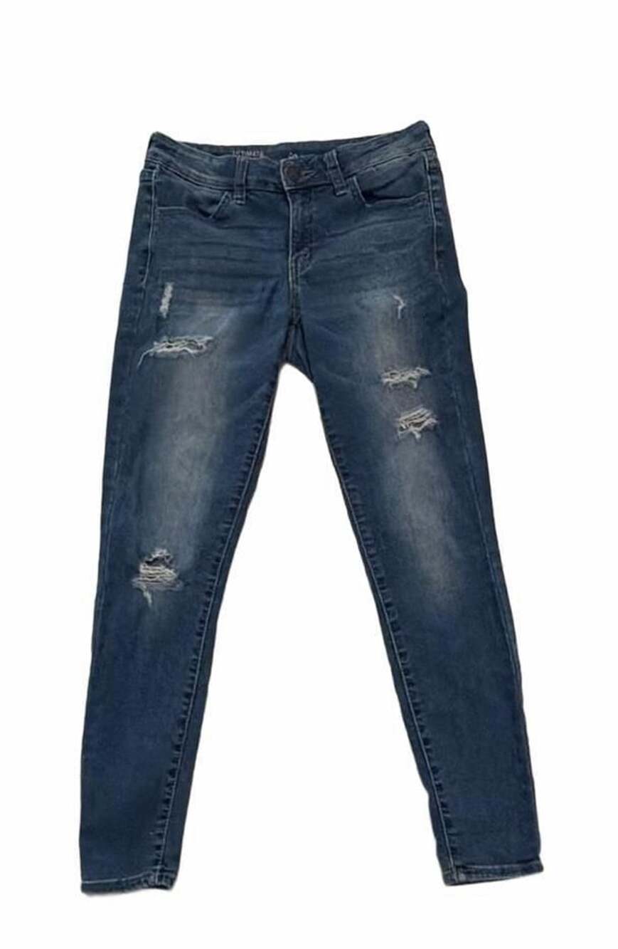 Ultimate Low Rise Jegging Size 9 Blue Distressed